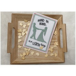 Stickdatei - Postkarte ITH "Hand in Hand" Hochzeit